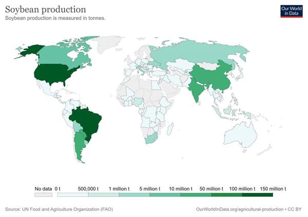 امار میزان تولید جهانی سویا در 2018